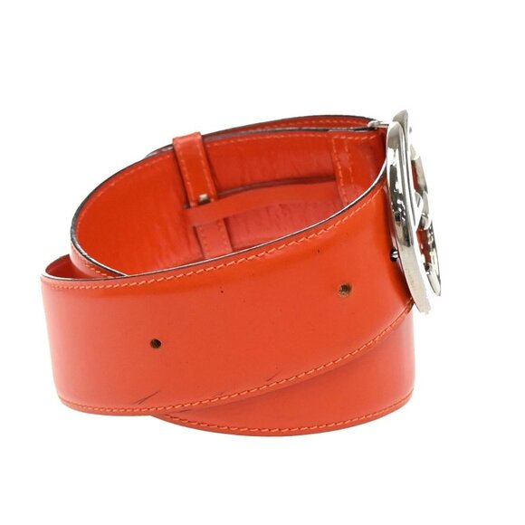 GUCCI GG Logo Interlocking Belt 75/30 Leather Orange SHW Italy 60KB122 - Picture 4 of 12